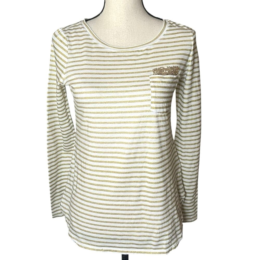 Lilly Pulitzer Sequin Metallic Glitter Striped Louella Top Pullover Size XS